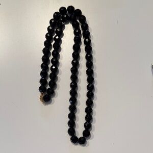 Vintage Black Cut Glass Bead Necklace